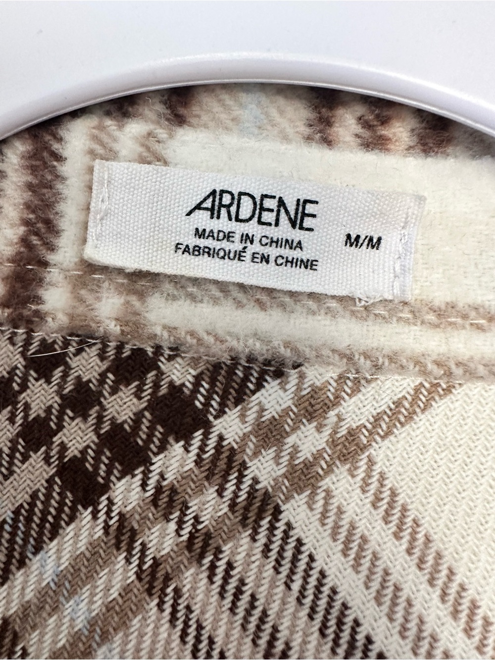 Ardene Cream & Brown Plaid Button-Down Shirt Jacket - Picture 3 of 4